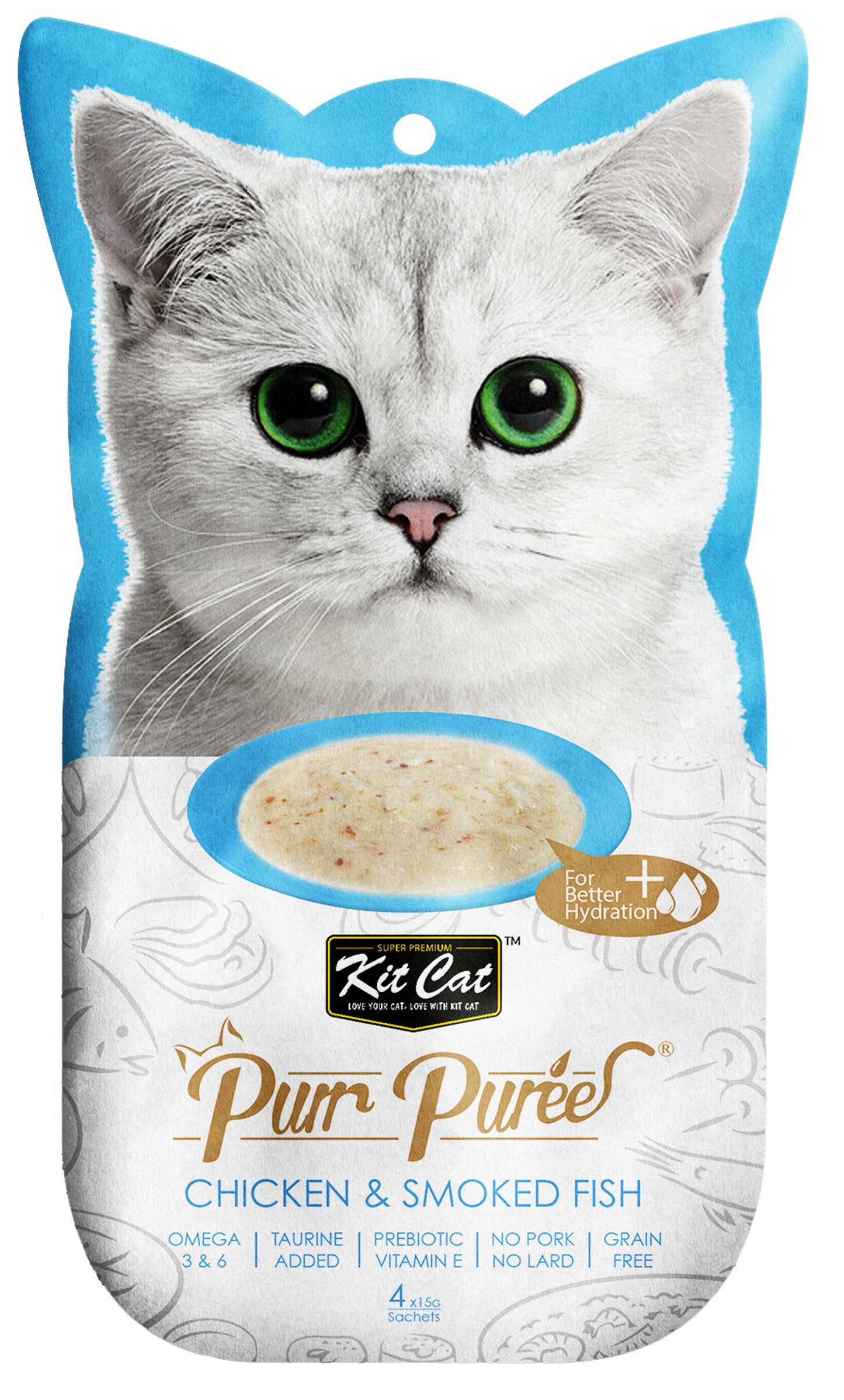 KitCat PurrPuree - Chicken & Smoked Fish 4 x 15g