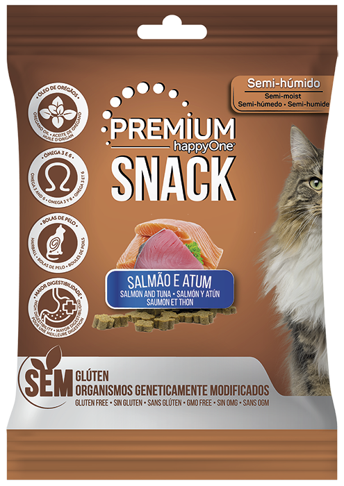 Snacks happyOne PREMIUM Gato - Salmão e Atum