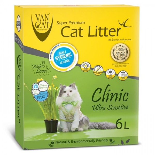 VanCat - Areia Antibacteriana Para Gato Clinic Ultra Sensetive